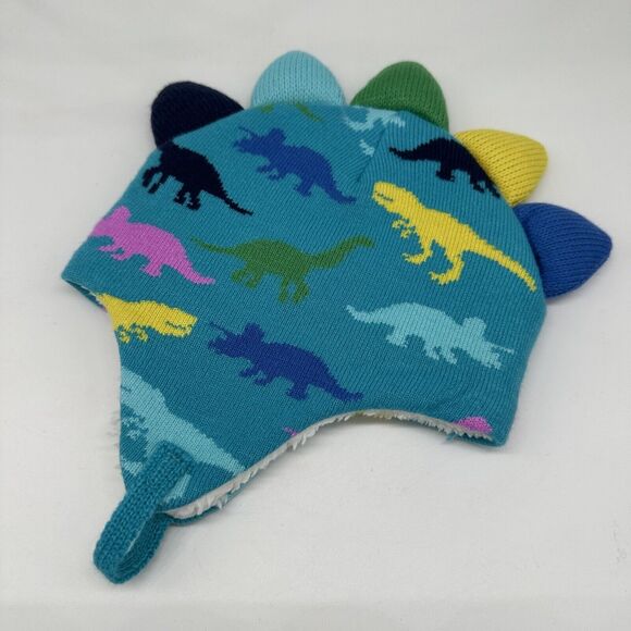 NWOT Cat & Jack Dinosaur Winter Hat 12-24 Mo Toboggan Trapper Hat Knit Fleece - Picture 3 of 8